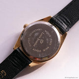 Vintage Gold-tone Louis Jourdan Women's Watch with Black Strap & Dial