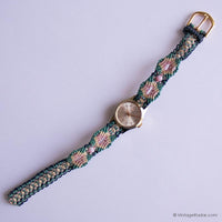 Vintage Tiny Timex Quartz Watch for Ladies with Colorful Textile Strap