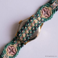 Vintage Tiny Timex Quartz Watch for Ladies with Colorful Textile Strap