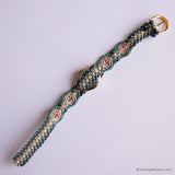 Vintage minuscolo Timex Orologio al quarzo per donne con cinturino tessile colorato