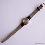 Tono de oro clásico Timex Indiglo reloj para mujeres con correa marrón vintage