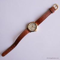 Jahrgang Timex Indiglo Damen Uhr mit braunem Blumengurt
