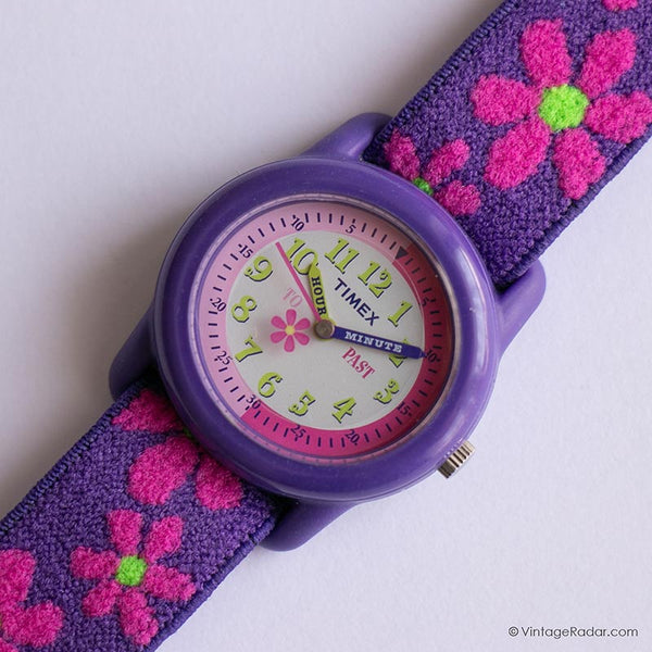 Klein Timex Sportswatch für Mädchen | Vintage Blumen Timex Uhr