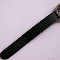 Vintage Silver-tone Black-Dial TIME Quartz Watch with Black NATO Strap