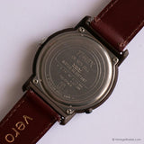 Antiguo Timex Expedición indiglo reloj con dial negro y correa marrón