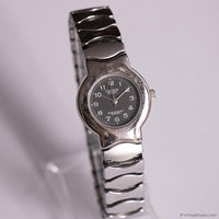 Vintage Silver-tone Carriage Indiglo Ladies Watch with Black Dial