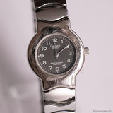 Vintage Silver-tone Carriage Indiglo Ladies Watch with Black Dial