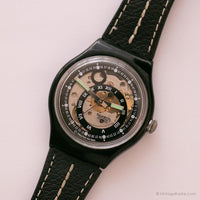 1993 Swatch ساعة دوائر سوداء أوتوماتيكية SAB102 | التسعينيات Swatch يشاهد