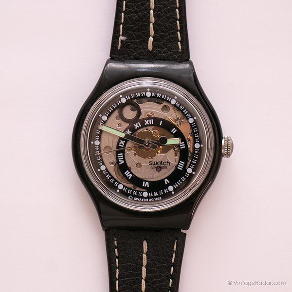 1993 Swatch Automatische SAB102 Schwarze Kreise Uhr | 90er Jahre Swatch Uhr
