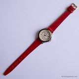 Tono d'oro vintage Acqua di Timex Indiglo Watch for Women With Red Cinghia