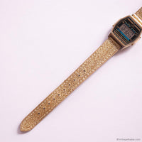 Retro Timex Digital Quartz Watch for Women with Shiny Gold Strap