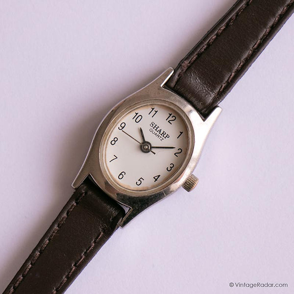 Vintage Sharp Quartz Watch for Women | Tiny Oval Silver-tone Watch