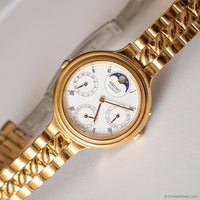 Vintage Seiko 3F38-6200 R1 Moon-phase Watch | Gold-tone Watch Unisex