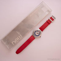 1996 Swatch Ironie YGS1001 Prépie montre | Rouge Bleu Swatch Ancien