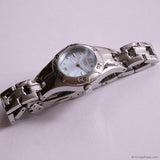 Vintage Silver-tone Fossil Blue-Dial Watch for Women All Stainless Steel