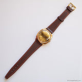 Vintage Timex Electric Dynabeat Date Watch for Men with Brown Strap