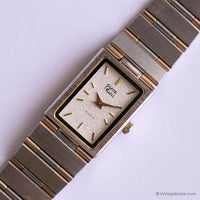 Vintage rechteckige Pierre Rucci Uhr für Damen | Zweifarbiges Kleid Uhr