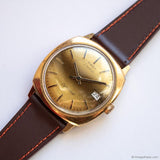 Vintage Timex Electric Dynabeat Date Watch for Men with Brown Strap