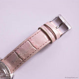 Vintage Silver-tone Guess Watch for Her with Gemstones and Pink Strap