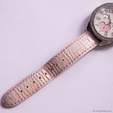 Vintage Silver-tone Guess Watch for Her with Gemstones and Pink Strap