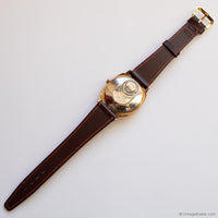 Vintage Timex Electric Dynabeat Date Watch for Men with Brown Strap