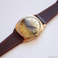 Vintage Timex Electric Dynabeat Date Watch for Men with Brown Strap