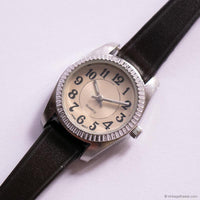 Elegant Vintage Quartz Watch for Ladies | Silver-tone Watch with Brown Strap