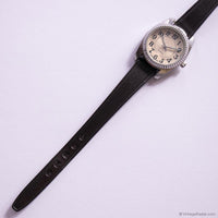 Elegant Vintage Quartz Watch for Ladies | Silver-tone Watch with Brown Strap