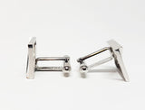 Geometric Vintage Set of Cufflinks | Silver-tone Square Cufflinks