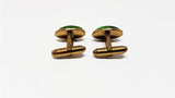 Vintage Gold-tone Set of Cufflinks with Green Stones | Wedding Collection