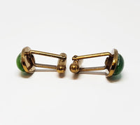 Vintage Gold-tone Set of Cufflinks with Green Stones | Wedding Collection