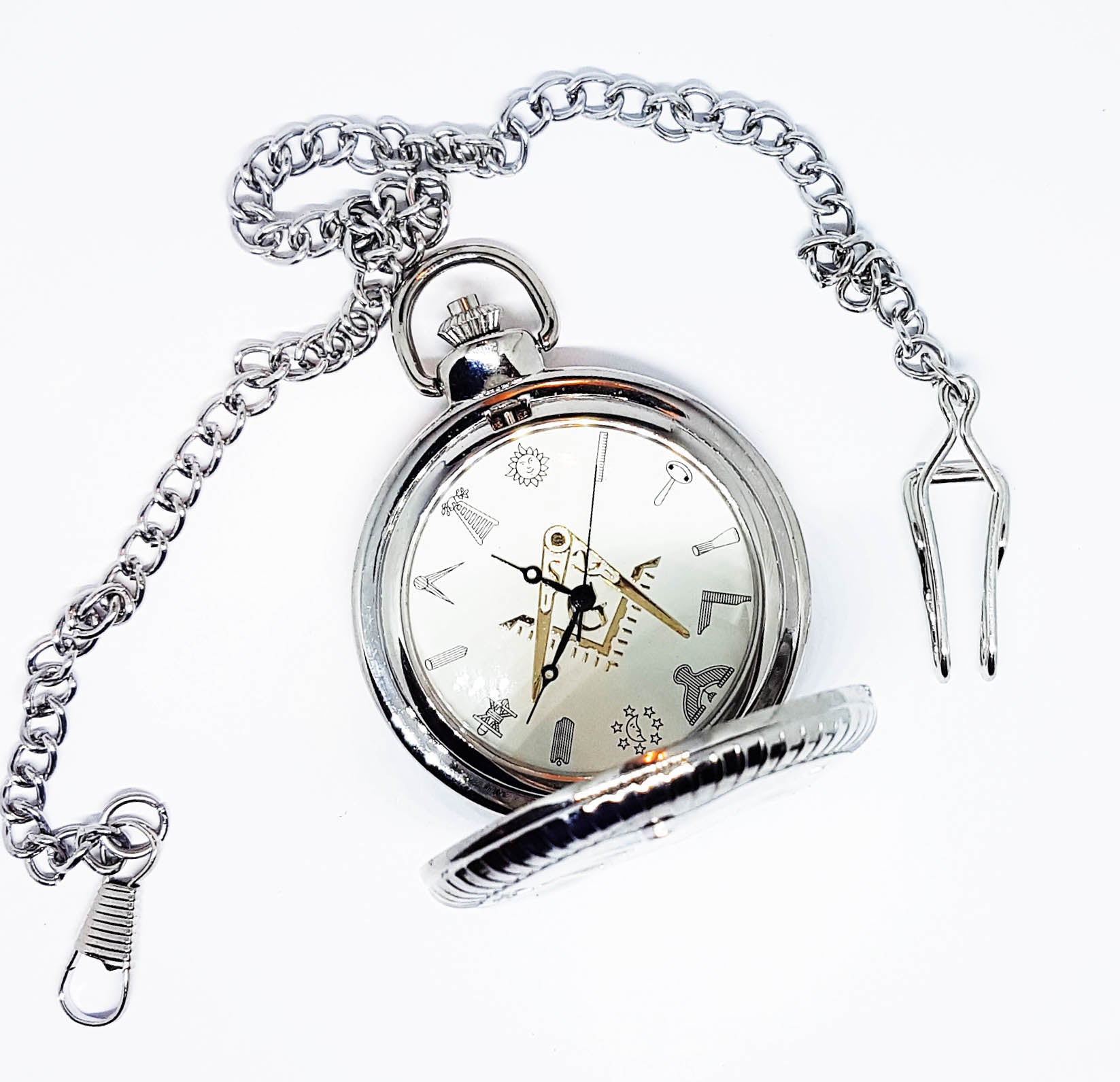 Freemason Silver-tone Vintage Pocket Watch | Monogrammed 