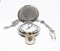 Textured Silver-tone Vintage Pocket Watch | Can Be Engraved - Vintage Radar