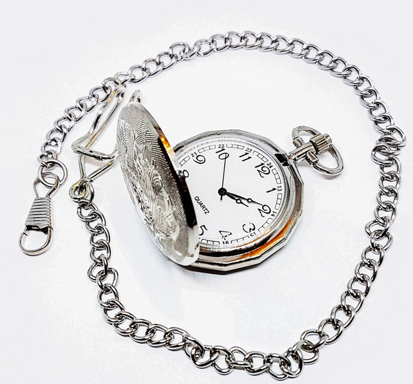 Bohemian Silver-tone Vintage Pocket Watch | Can Be Engraved - Vintage Radar