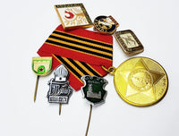 Set of Soviet Vintage Enamel Pins and Vintage Medal | Set 1 - Vintage Radar