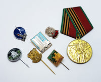 Set of Soviet Vintage Enamel Pins and Vintage Medal | Set 2 - Vintage Radar