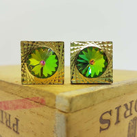 Gemelli vintage d'oro | Gemelli in pietra verde smeraldo | Abbigliamento per matrimoni
