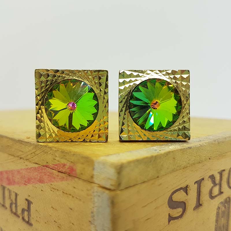 Wonderful Grooved Gold Tone Vintage Mens Cufflinks Je