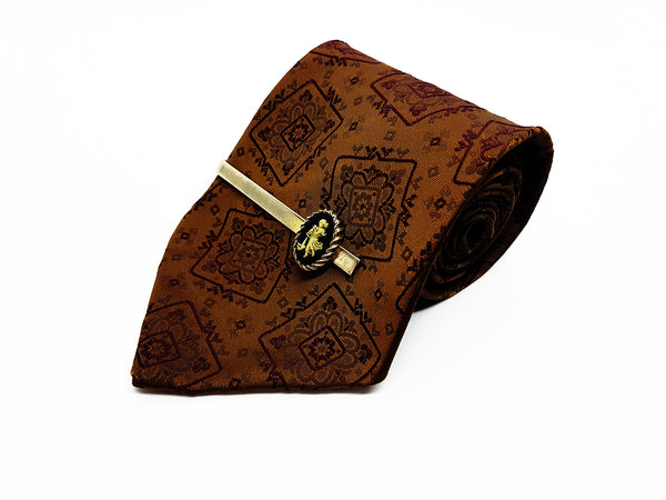Victorian Brown Vintage Tie & Tie Clip | Wedding Collection - Vintage Radar