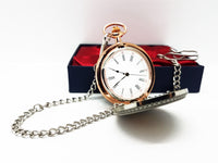 Stunning Rose Gold and Silver Pocket Watch Vintage | Can Be Engraved Upon Request - Vintage Radar