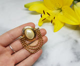 Antique Gold-tone Brooch, White Pearl and Golden Beads - Vintage Radar