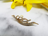 Delicate Gold-tone Antique Brooch with Tiny White Pearls - Vintage Radar