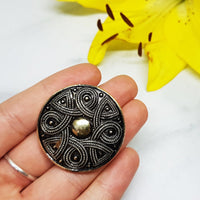 Viking Geometric Brooch, Antique Silver-tone Jewelry Piece - Vintage Radar