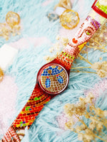 1990 RAVENNA GR107 Swatch Watch | Colorful Mosaic Vintage Swatch - Vintage Radar