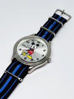 Men's Silver-Tone Mickey Mouse Watch | Large Dial Disney Nato Strap Watch - Vintage Radar