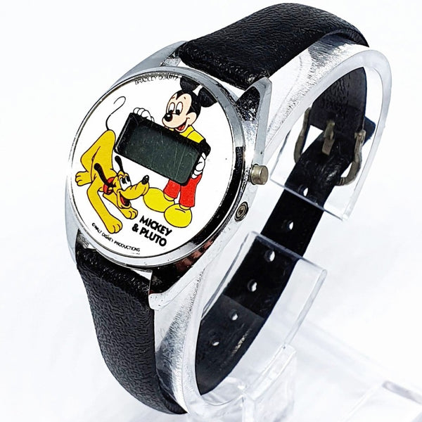Mickey And Pluto Disney LCD Vintage Watch | Bradley Quartz Mickey Mouse Watch - Vintage Radar