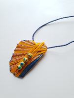 Handmade Colorful Necklace | Statement Seashell Painted Pendant - Vintage Radar