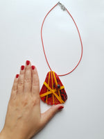 Handmade Deep Red Necklace | Seashell Handpainted Jewelry - Vintage Radar