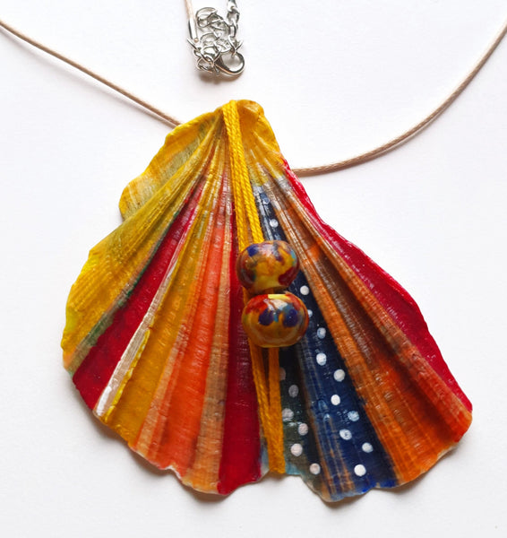 Butterfly Wing Colorful Handmade Necklace | Unique Seashell Pendant - Vintage Radar