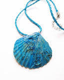 Turquoise Blue Seashell Necklace | Mermaid Inspired Handmade Pendant - Vintage Radar